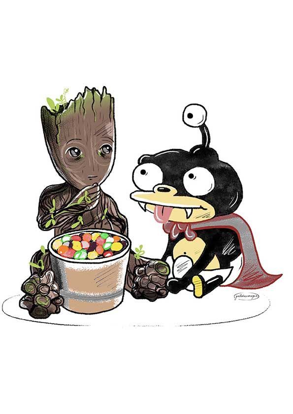 Print Baby Groot y Mordisquitos
